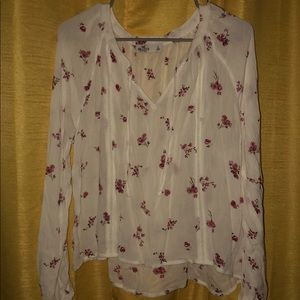sheer, floral, long sleeved, blouse